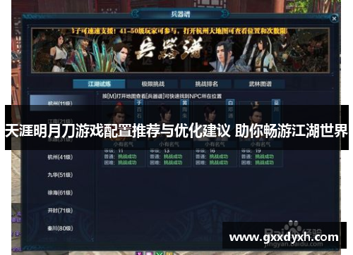 天涯明月刀游戏配置推荐与优化建议 助你畅游江湖世界